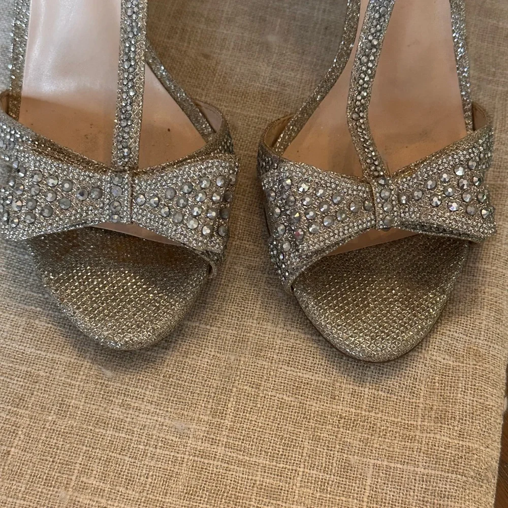 INC International Concepts Glittering Silver Heels - Picture 2 of 15